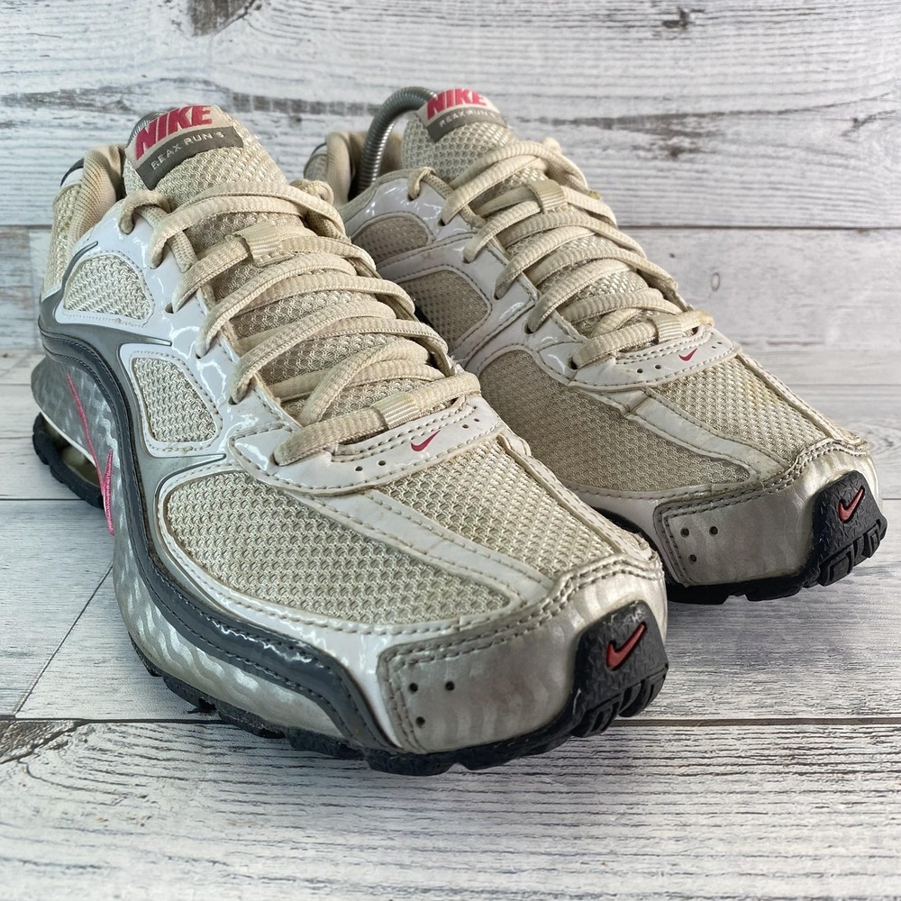 Nike Reax Run 5 Shoes Womens 9.5 Beige‎ Pink Mesh Running Sneakers 407987-116